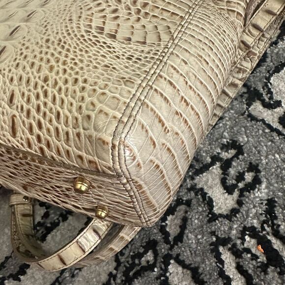 Brahmin mini Arno Tote| Tan Crocodile Embossed Leather Satchel - Picture 9 of 14